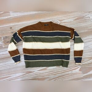 SHEIN Multicolor Striped Crew Neck Sweater